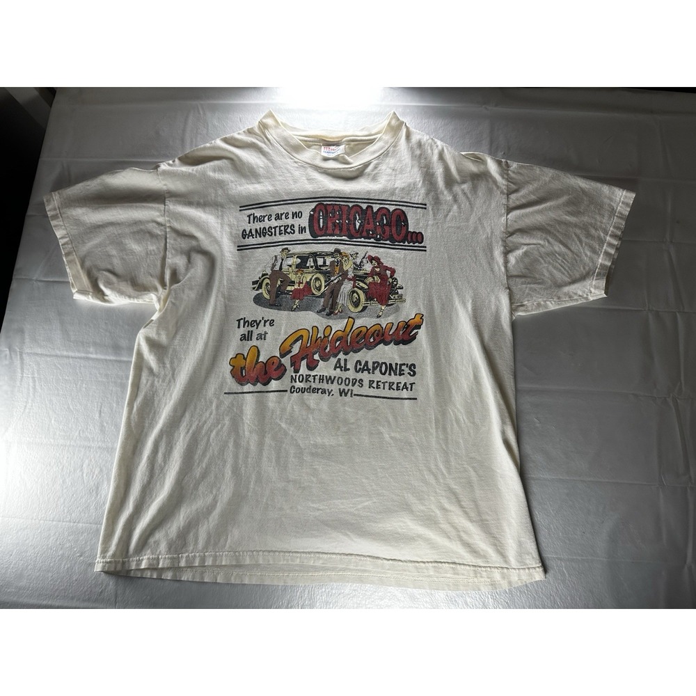 Vintage Al Capones Hideout T Shirt Men XL Chicago Gangsters Couderay WI USA Made